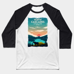 North Cascades National Park Travel Poster Baseball T-Shirt